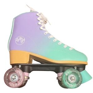 Purple and Green Roller Skates